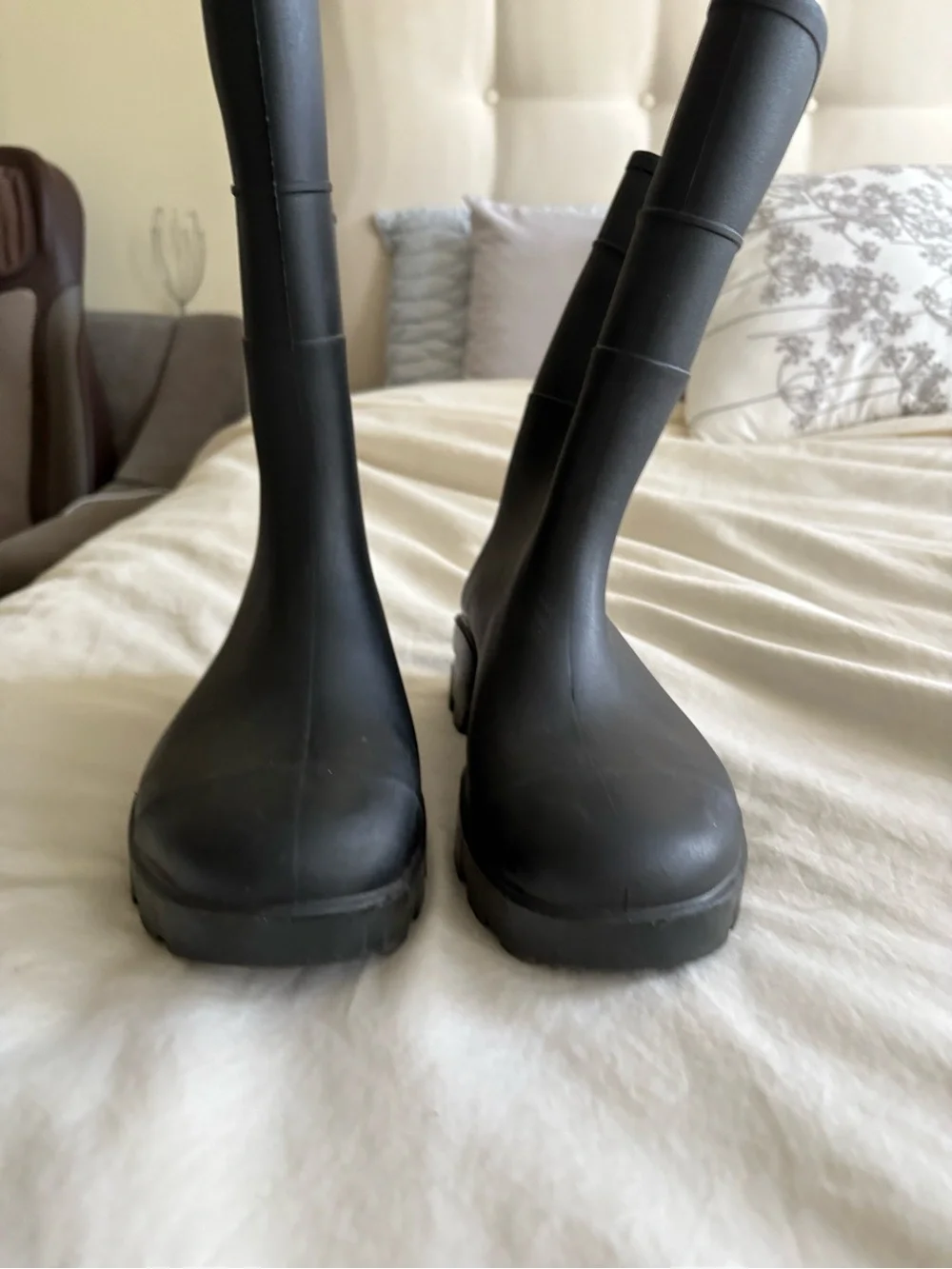 Big Kid Black Rubber Rain Boots worn once